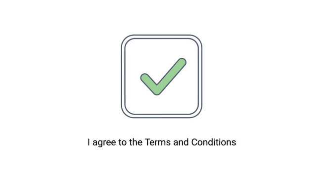 Green checkmark icon indicating agreement to terms and conditions.
