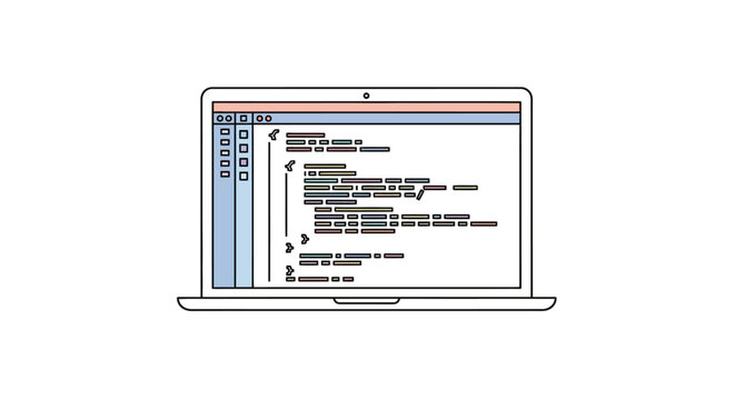 Computer screen displaying code editor with programming script.