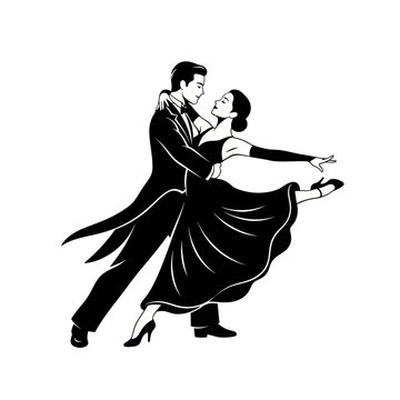 Elegant Couple Dancing Ballroom Waltz