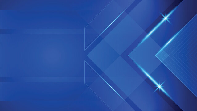 Abstract blue arrow glowing with lighting and line grid on blue background technology for business, corporate, banner.