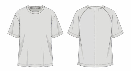 Naklejka premium Vector illustration of a blank grey short sleeve t-shirt with front and back views.