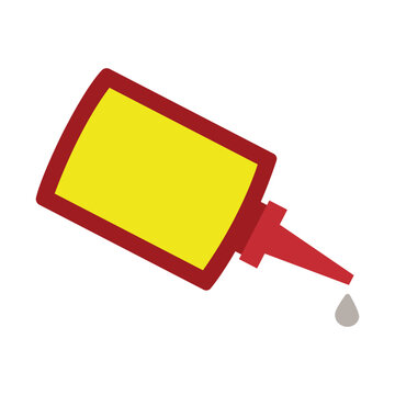 Glue bottle with a drop, flat vector illustration for stationery, craft and school supply concepts.
