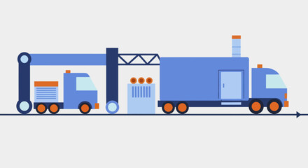 Industrial truck with conveyor belt system for loading and unloading. © Tomo