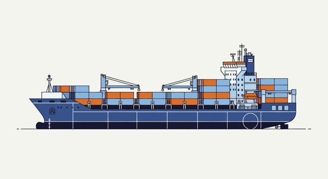 Large Container Ship Transporting Goods Across Oceans.