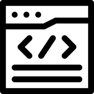 Code Browser Vector Icon, Isolated Lineal Editable Stroke Icon