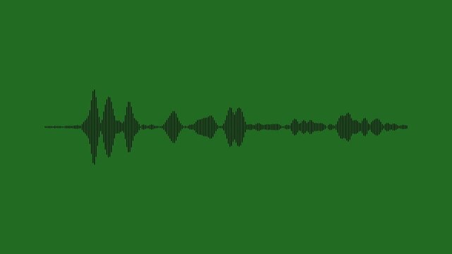 Futuristic audio spectrum analyzer, black waveform pulse animation, digital music equalizer bars, glowing sound waves, abstract audio visualization, green background, high quality 4k