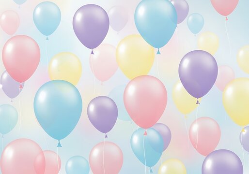 Colorful Balloons Floating in Bright Sky Celebration Scene.