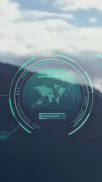 Vertical video: HUD activating on ping, rings rotating, chart growing, dimming to show cloud trends