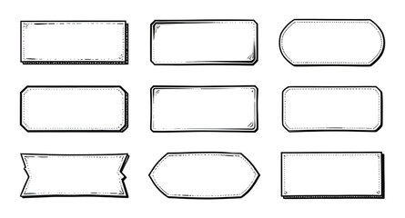 Obraz premium rectangular frame set, hexagonal border design, decorative label boxes, geometric text frames, modern name tag templates, stylish border collection, elegant outline frames, badge label graphics, decor