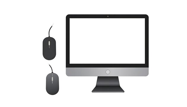 Computer monitor with two computer mice.