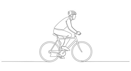 Fototapeta premium Cyclist Riding Bicycle, Minimalist Line Art, Sport and Fitness Concept