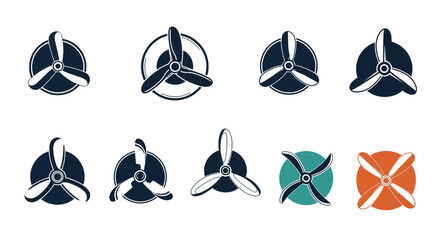 Airplane Propeller Icons Set - Aviation Symbols Collection © Buku