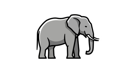 Fototapeta premium Stylized illustration of a gray elephant standing with tusks and a trunk