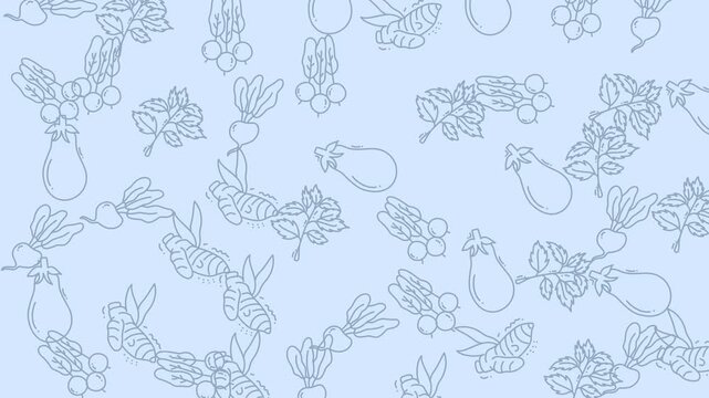 Animated Botanical Pattern Background For Video.