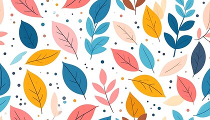 Obraz premium Colorful leaves and dots pattern design.