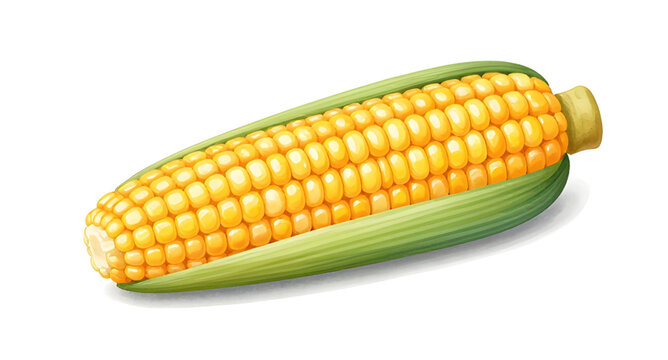 corn, maize, cob, fresh, yellow, vegetable, food, organic, healthy, farm, natural, grain, harvest, ingredient, isolated, white, simple