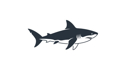 Obraz premium Dynamic minimalist shark icon illustration representing strength and marine life; ideal for brand identity, educational content, or adventurous design projects