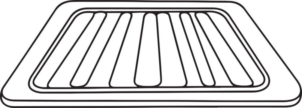 Simple griddle pan line icon with equipment cookware preparation restaurant culinary appliance illustration minimalist bakeware roasting rectangle monochrome