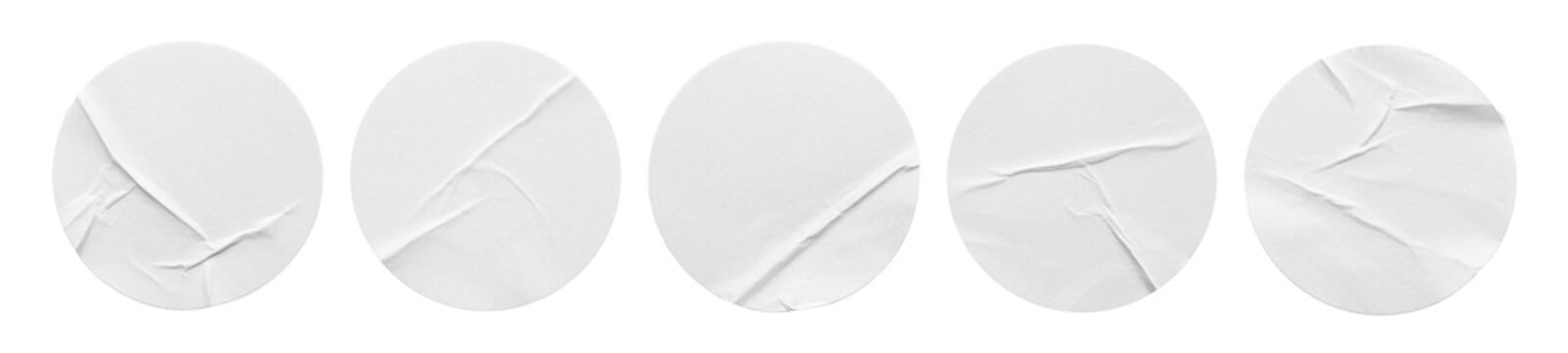 blank white round paper sticker label isolated  on white background