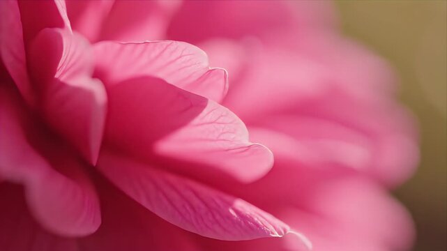 Macro Shot of a Pink Ranunculus Flower with Delicate Petals and Soft Lighting Focus on Texture and Color