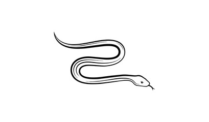Fototapeta premium Minimalist snake silhouette graphic against black background