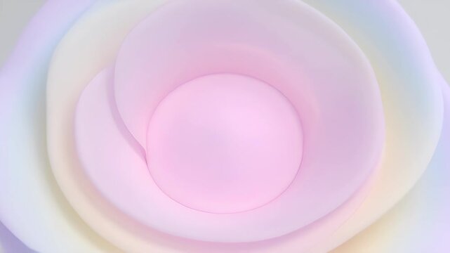 Botanical pastel pulse abstract circle background in soft pink and lavender tones with smooth layers, gentle light, layered sphere, flower petal spiral, and minimal elegant gradient