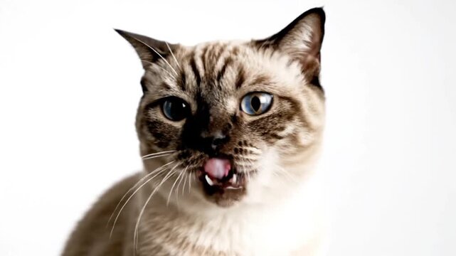 Close-up of a domestic cats face with various expressions.