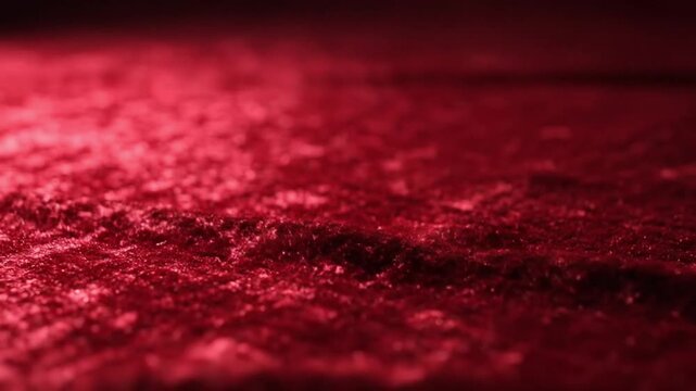 Close-up of red velvet fabric texture with subtle movements.