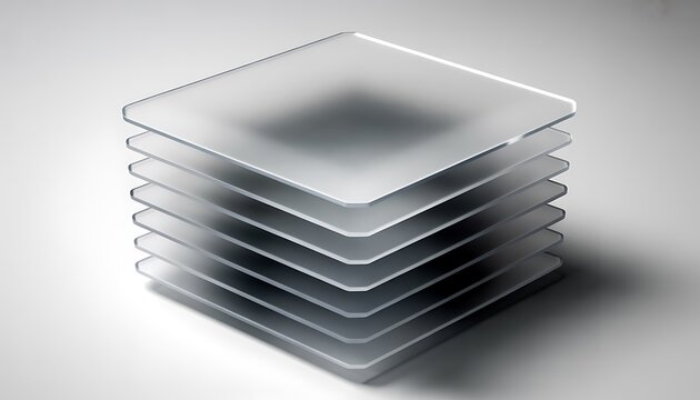 Stack of square glass plates