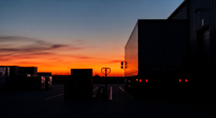 Obraz premium Blurred industrial sunset a striking advertising background with ample copy space for your sample, ideal for a powerful hero banner