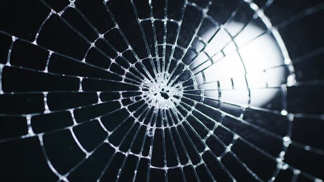 Cracked glass with a bright light source behind it.