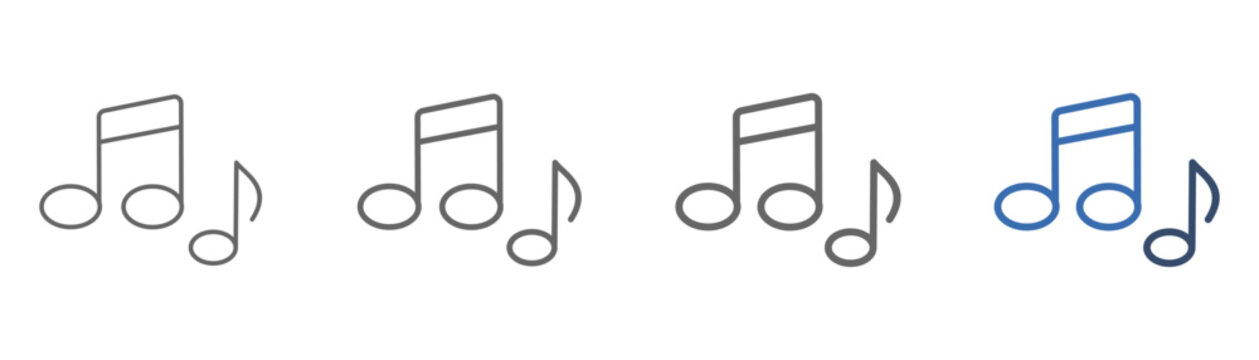 
outline icon set music with musical note design