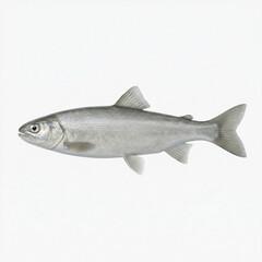 Fototapeta premium Silver fish swimming on a white background 