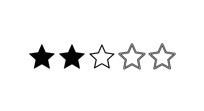 Black and white star rating system with filled and outlined elements