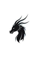 Obraz premium Stylized dragon head silhouette against dark background