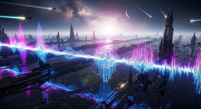 Abstract futuristic digital soundscape
