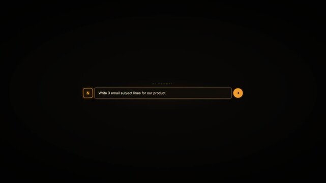 Artificial intelligence prompt interface with email subject line suggestions on dark background