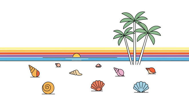 Seashells on the sandy beach shore.