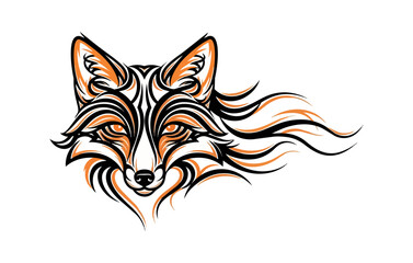 Fototapeta premium Stylized fox portrait illustration on black background