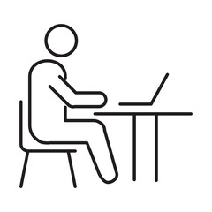 Fototapeta premium Man Working on Laptop Icon.Office Work Laptop Icon.Businessman Laptop Icon.Remote Working Man Icon..eps