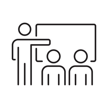 Presenting Line Icon.Business Presentation Symbol.Teaching Presentation Symbol..eps