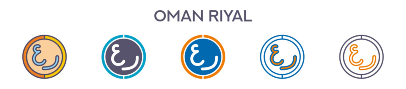 Oman Riyal Symbol Element For Design Graphic - Multi Styles