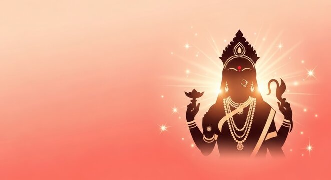 Gauri Vrat Banner Design with Elegant Goddess Gauri Silhouette, Glowing Spiritual Accents, and Vibrant Gradient Background for Hindu Festival Celebration