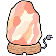 Fototapeta premium Himalayan salt lamp on wooden base illustration, pink salt crystal lamp for aromatherapy and wellness