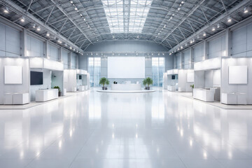 Fototapeta premium Modern spacious interior of a bright exhibition hall.