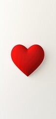 Obraz premium Vibrantly colored solid red heart shape centrally on stark white background smooth symmetrical curves pointed bottom