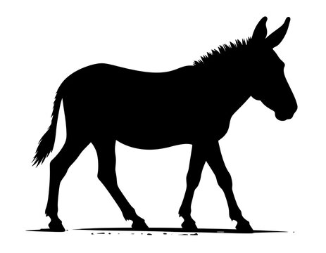 Donkey Silhouette Walking Profile View.