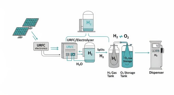 Hydrogen Production and Dispensing System Diagram for Clean Energy.