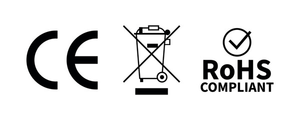 CE RoHS WEEE compliance certification icons for electronics © akib