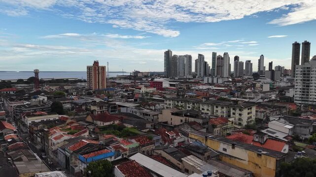 Aerial View of Bel&eacute;m City Skyline and Coastal Area Par&aacute; Brazil